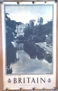 Vintage ORIGINAL British Travel Poster. ENGLAND-The Castle-WARWICK 40in x25in - Picture 1 of 3