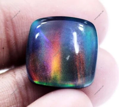 11 Ct Natural Black Rainbow Fire Opal Doublet Certified TOP QUALITY Gemstone - Image 1 of 4