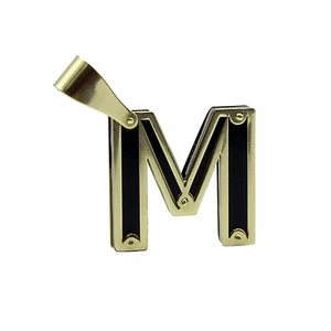 14K Gold Anfangsbuchstabe M Charm Anhänger Halskette Gold Buchstabe Anhänger - Bild 1 von 7