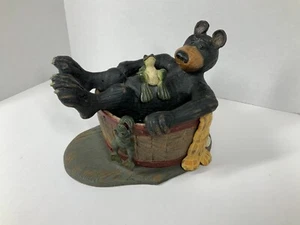 Bath Time Bear, American Chestnut Folk Art, “Where Friends Gather” 1999 - 9" - Picture 1 of 10