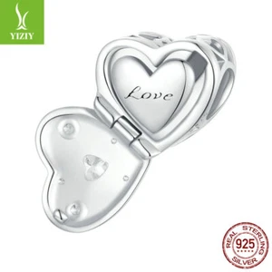 Bracciale Moda Donna Argento Sterling 925 A Forma di Cuore Propose Scatola Ciondolo Fit - Foto 1 di 18