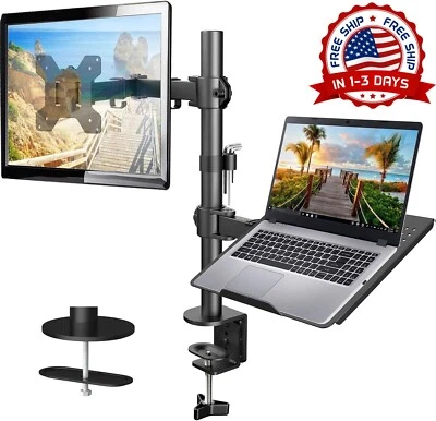 Soporte 360° Doble Para Laptop y Monitor LCD Montaje Ajustable De Escritorio New - Image 1 of 4