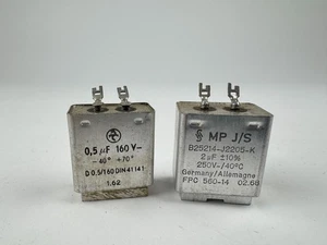 2x Vintage MP Siemens Hydra Kondensatoren 2uf 250V 0,5uf 160V Audio Hifi - Bild 1 von 3