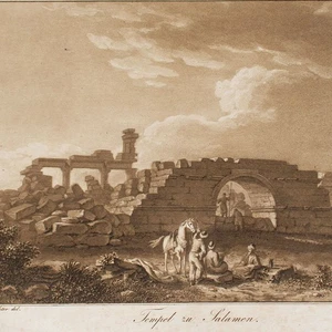 Bosra Siria arquitectura antigua vista histórica Karl Senff Aquatinta 1822 - Imagen 1 de 5