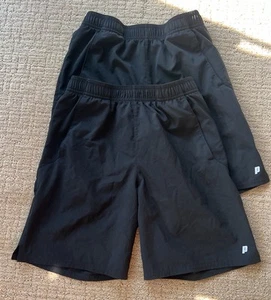 (2) Prince Boys Black Medium Match Woven Shorts Pockets Tennis Summer Spring - Picture 1 of 2