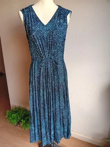 Maxi abito estivo Banana Republic donna piccoli pois plissettato cintura elastica M nuovo con etichetta - Foto 1 di 12