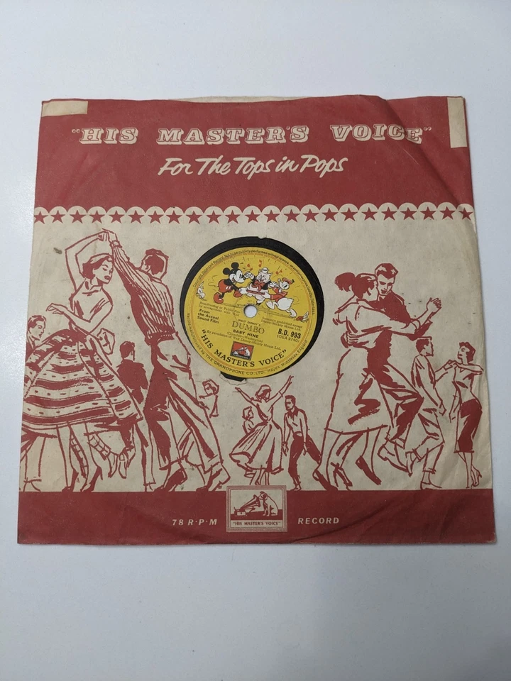 Disney Dumbo 78 RPM Record  Baby Mine / When I See an Elephant Fly HMV DB 9038 Foto 1 de 4