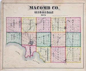 1875 MICHIGAN - MACOMB County Map ORIGINAL (16X13) CHESTERFIELD ROMEO NEW HAVEN - Picture 1 of 4