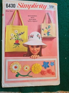 Vintage Simplicity 6430 Pattern Accessories with Rick Rack Appli-tiques Cut - Picture 1 of 1