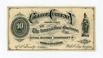 1800's 10c Ames Business College - Syracuse, NEW YORK College Currency Note - Image 1 of 2