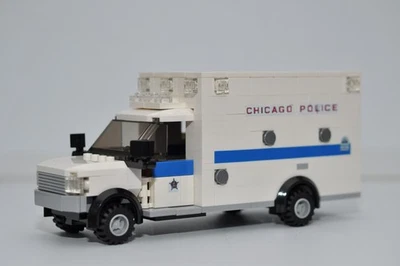 Custom Chicago Police SWAT Truck thin blue line Model Built with Bricks - Image 1 of 3