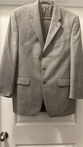 Lauren Ralph Lauren Wool Suit Jacket Mens 42 Long Beige Plaid Sport Blazer - Picture 1 of 8