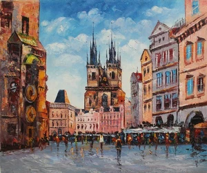 Hand-painted Oil Painting Knife of Prague City Abstract Repro Art Canvas Decor - Picture 1 of 10