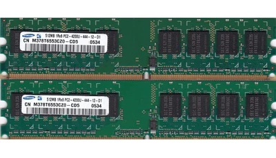 1GB 2x512MB PC2-4200 SAMSUNG DDR2-533 M378T6553CZ0-CD5 Desktop Ram Memory Kit - Image 1 of 2