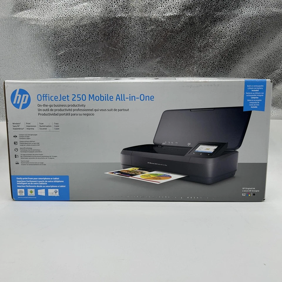 HP OfficeJet 250 Wireless Mobile All in One Printer, Scanner, Copier (Black) - Image 1 of 4