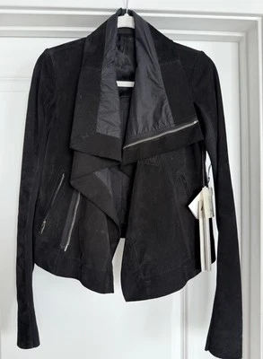 Chaqueta negra clásica de motociclista Rick Owens talla 42/6/cuero gamuza nueva con etiquetas $2,5K icónica Foto 1 de 4
