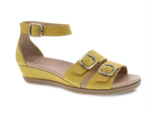 Dansko Astrid Damen-Keilsandalen Nubukleder 41 US 10,5 gelb Leder bequem - Bild 1 von 15