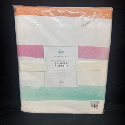 Cortina de ducha Pottery Barn Kids RAINBOW STRIPE NUEVA con etiquetas 72”x72” AGOTADA Foto 1 de 4
