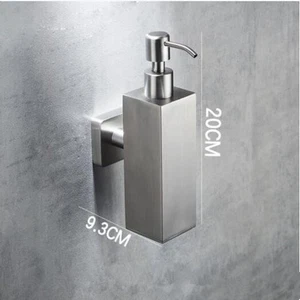 200ML Bathroom Soap Dispenser Liquid Shampoo Bottle Brushed Chrome Wall Mounted - Picture 1 of 13