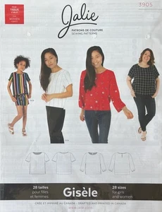 Jalie 3905 FF Sewing Pattern Gisèle Round Neck Blouse Girls 2-13 Women 2-24 - Picture 1 of 6