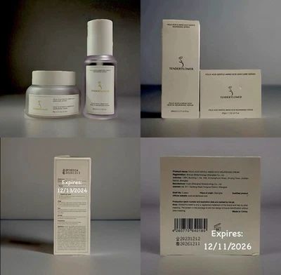 TENDER'FLOWER Folic Amino Acid Serum & Cream Wrinkles Brightens Tone BNIB - Image 1 of 4