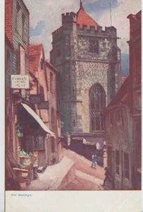 HASTINGS, SUSSEX - OLD TOWN AND CHURCH ART COLOUR POSTCARD + - Picture 1 of 2