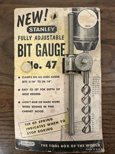 Vintage STANLEY No. 47 Auger Drill Bit Brace Depth Stop Original Packaging NEW! - Picture 1 of 5