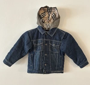 Burberry Kids Denim Jean Jacket Boy or Girl Size 3Y With Check Hood - Picture 1 of 10
