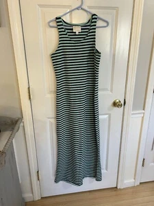 Sail To Sable Damen kleines Maxi Tank Kleid türkis blau gestreift Baumwolle maritim - Bild 1 von 4