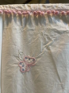Simply Shabby Chic Curtain Embroidered Butterfly Flowers 100% Cotton 52x 78 Boho - Picture 1 of 14