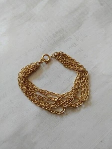 Vintage Armband mehrlagig goldfarbene Metallkette 7 1/2" lang - Bild 1 von 7