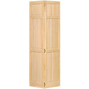 Clear 6-Panel Solid Core Unfinished Wood Interior Closet Bi-Fold Door - Picture 1 of 8