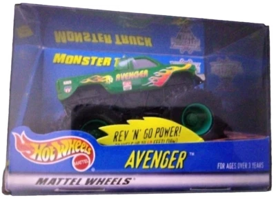 2000 AVENGER Monster Jam Truck 1:43 Hot Wheels REV 'N GO Original Short Box NEW - Image 1 of 4