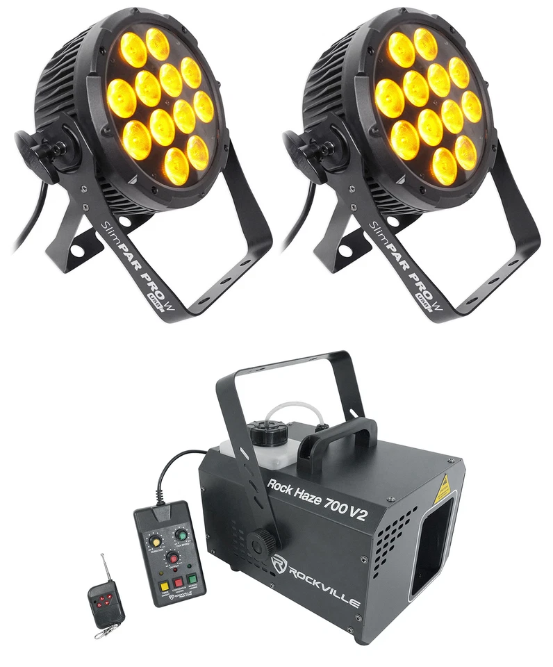 2 Chauvet DJ SlimPar Pro W USB Variable White D-Fi LED Par Can Wash lights+Hazer - Image 1 of 4