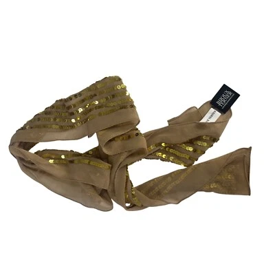 Bijoux Terner Scarf Womens Tan Gold Sequins Lightweight Elegant Accessory New - Image 1 of 4