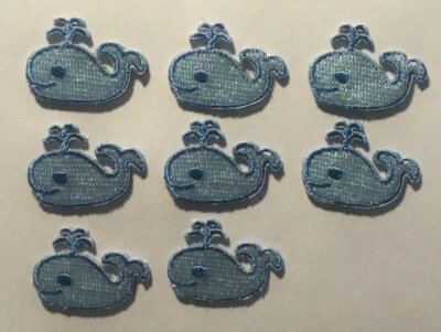 whale patch whales applique whale embroidered iron on 1" wide lot of 8 pieces - Image 1 of 4