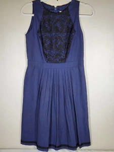 NWT Carmen Marc Valvo Dress Blue Black Sleeveless Semi Formal Women's Size 4 - Picture 1 of 7