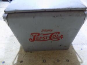 Vintage Pepsi Cooler Double Dot Excellent with Tray Anitque 40s Rare Gray!!