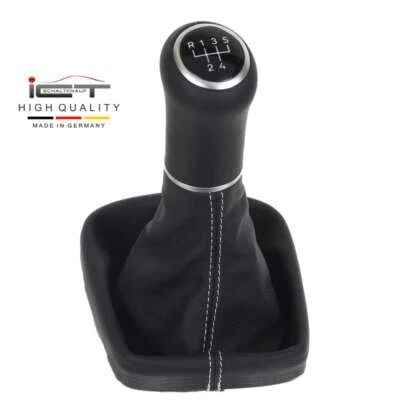 Pomello cambio ICT cuffia cambio telaio pelle per VW Golf Plus cucitura argento B61 - Immagine 1 di 4