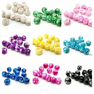 Large Hole Acrylic Round Beads for Jewellery Making DIY Boho Novelty 20pcs 12mm - Picture 1 of 14