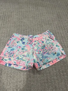 Lilly Pulitzer Shorts Ocean View Pink/Blue Fish Cotton Excellent Women Size XS - Picture 1 of 5