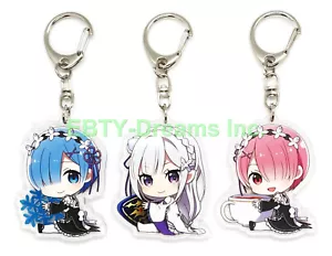 3er Set Re:ZERO Starting Life World Anime Acryl Schlüsselanhänger Rem Ram Emilia v2 - Bild 1 von 2