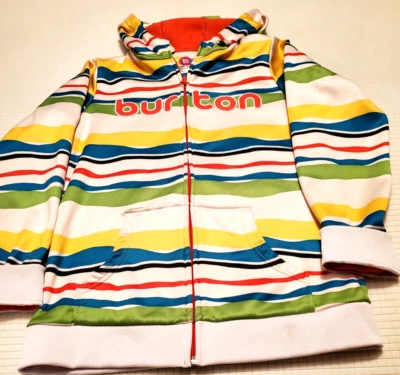 Sudadera con Capucha Burton JR XL Dry Ride Sudadera Completa con Cremallera Rayas Coloridas Bordadas Foto 1 de 4