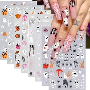 8 Sheets Halloween Nail Stickers for Nail Art Halloween Ghost Nail Decals 3D Sel - Picture 1 of 7