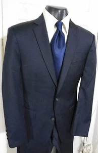 HUGO BOSS SUPER 160'S SIZE 38 SHORT NAVY 2 BUTTON WOOL SUIT - Picture 1 of 8