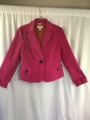 Blazer elástico para mujer rosa talla 6 pana con un botón chaqueta manga larga Foto 1 de 4