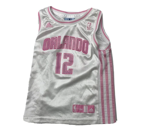 Adidas Orlando Magic Jersey Shirt NBA 4Her Howard #12 White Pink Kids Sz M 5-6 Cover