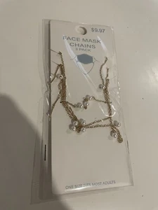 NIP Face Mask Chains 3 Pack Pearl and Gold Tones Clips To Facial Covering New - Picture 1 of 4