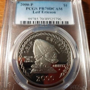 2000 Leif Ericson Silver Dollar - PCGS PR70 DCAM - Picture 1 of 5
