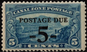 Canal Zone Stamp Scott #J23 Mint LH 5 Cent on 5 Cent Blue Surcharged Postage Due - Picture 1 of 1
